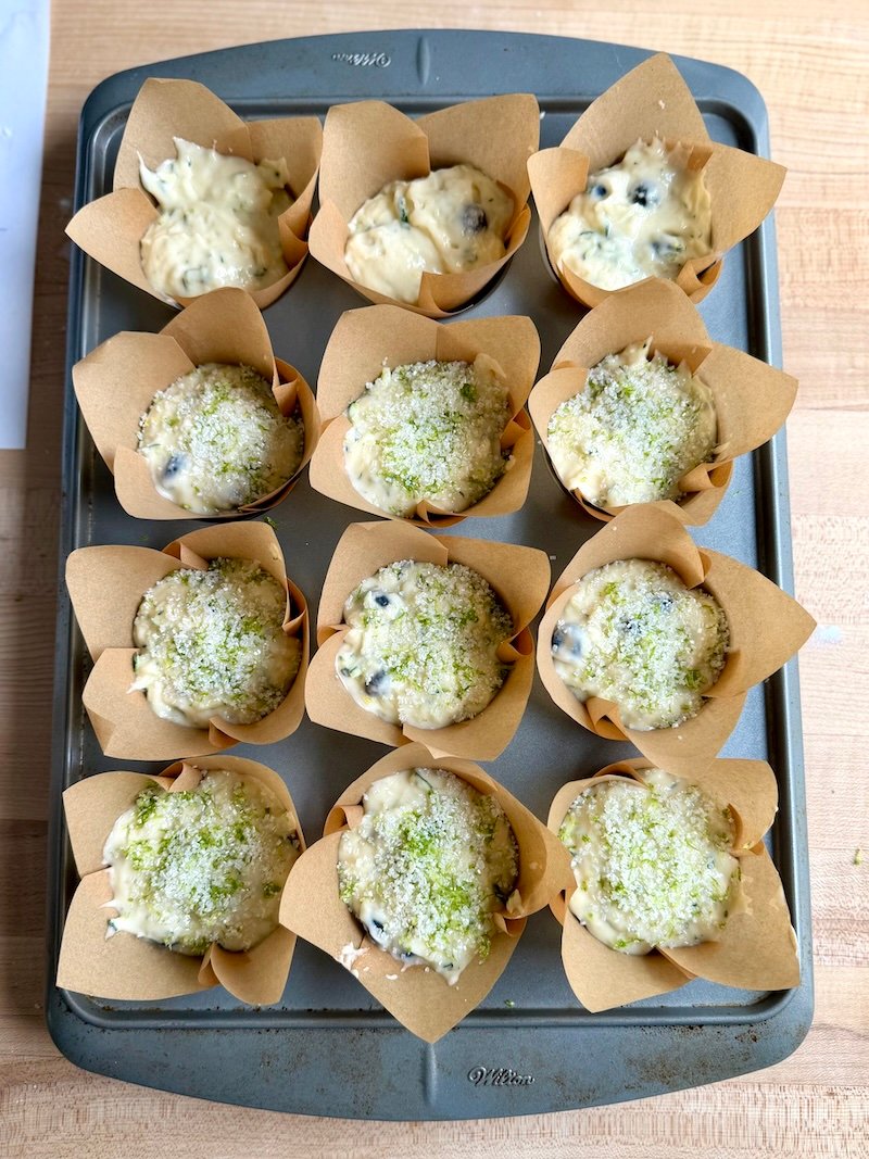 adding lime zest to muffins