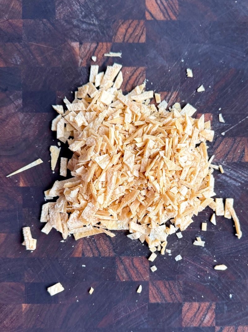 chopped up corn tortillas for soup thickener in chicken tortilla soup