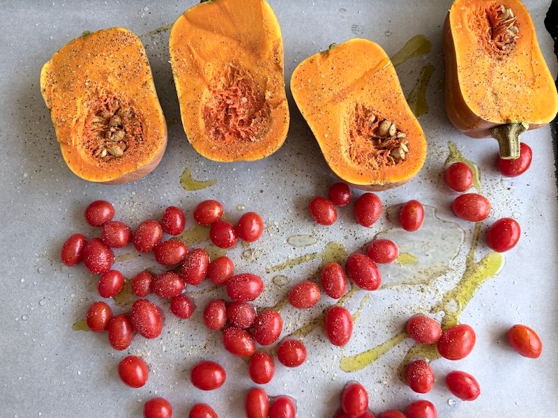 ingredients for honey nut squash tomato soup
