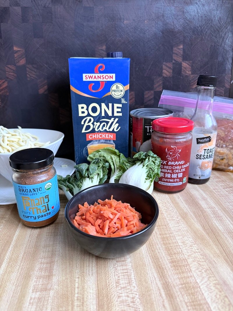 ingredients for panang curry noodle soup
